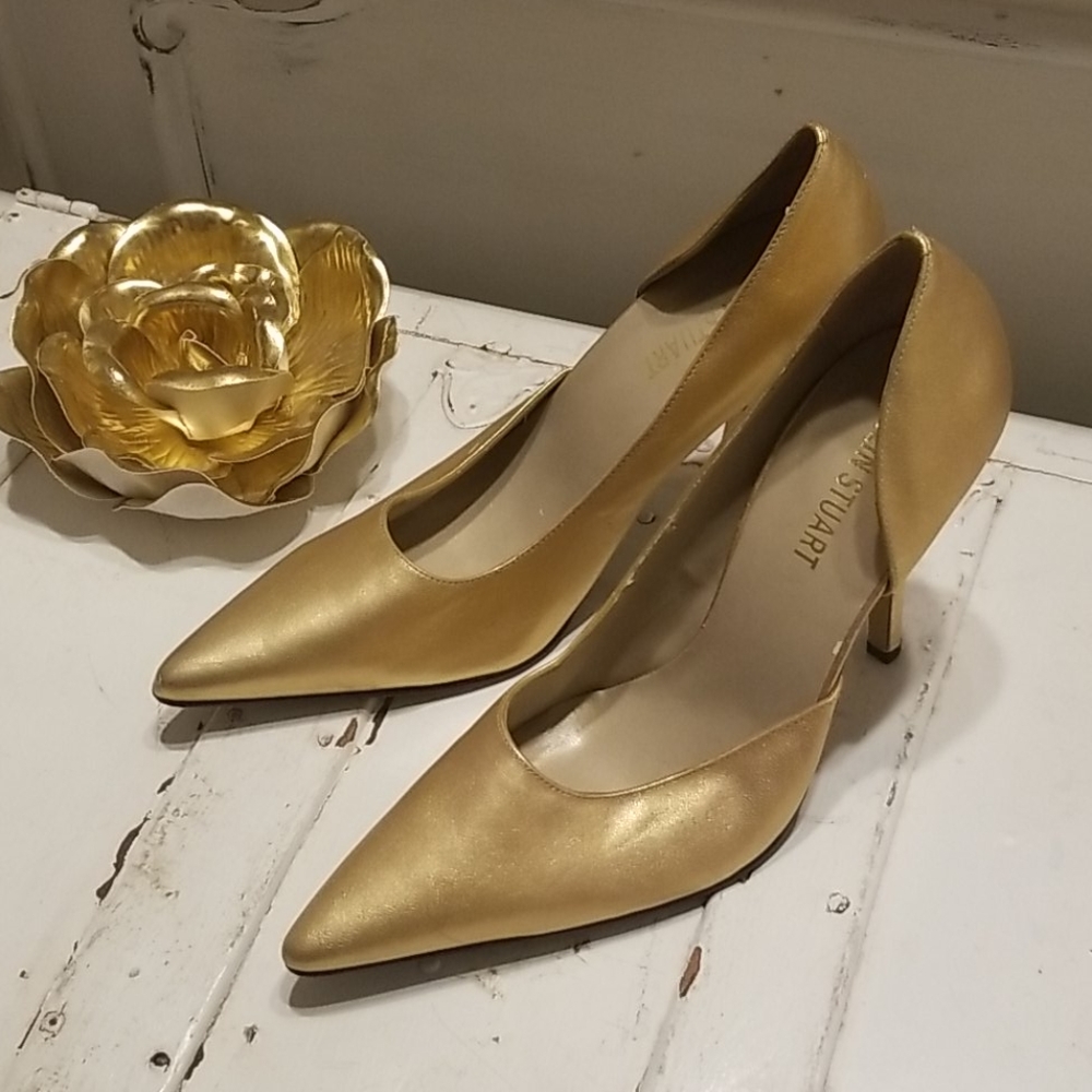 Gold Leather Stilettos